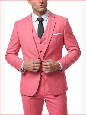 Men's 3 Piece Slim Fit Suit Set with Tie Blazer Vest Pants